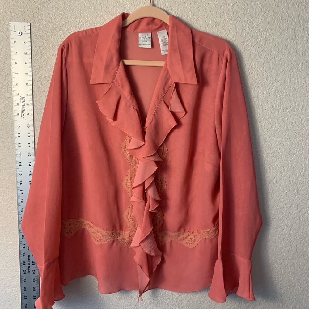Emma James Coral Ruffle Blouse